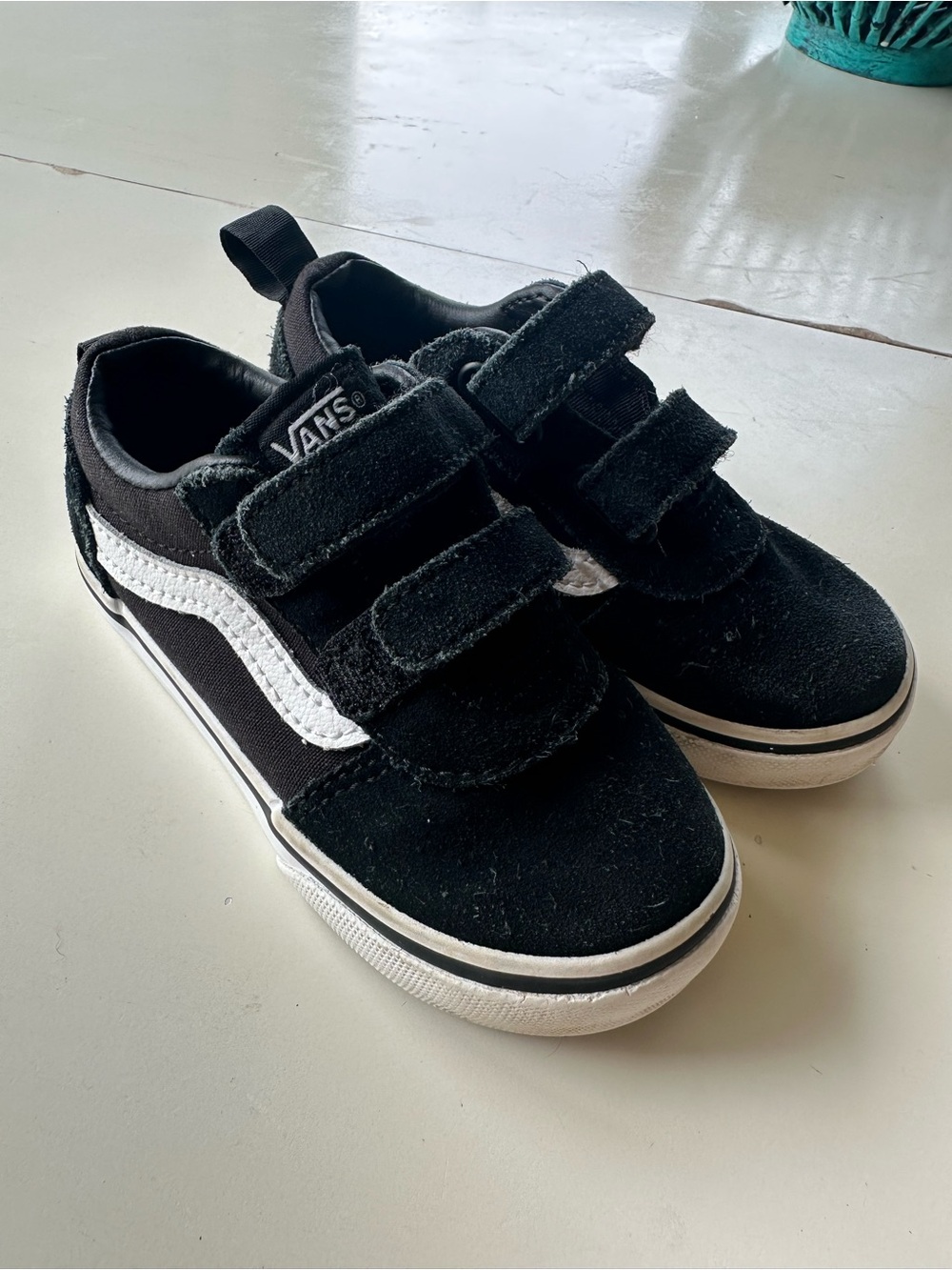Vans Black & White Velcro Shoes 8 Toddler